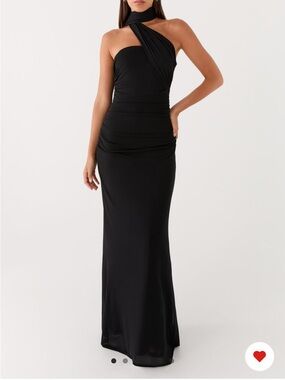 Peppermayo Black One-Shoulder Twist Maxi Dress